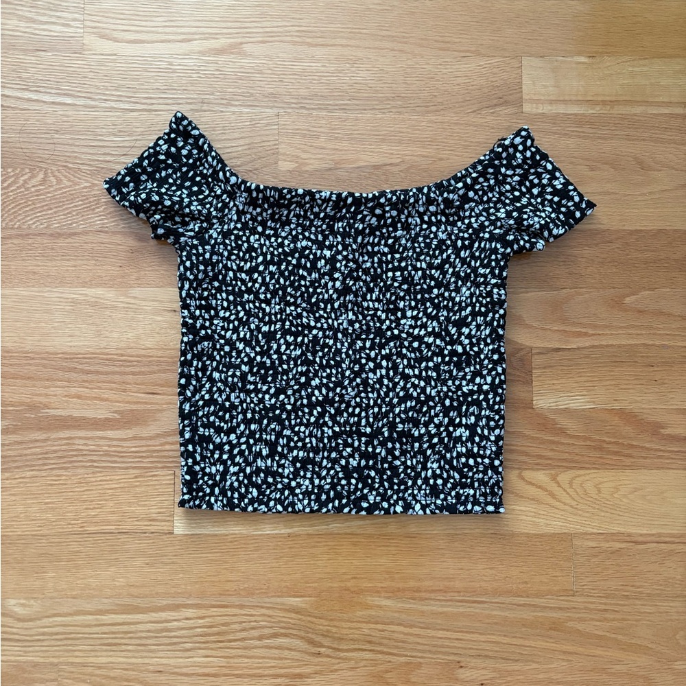 Stylish Black and White Off-Shoulder Top for Dynamite